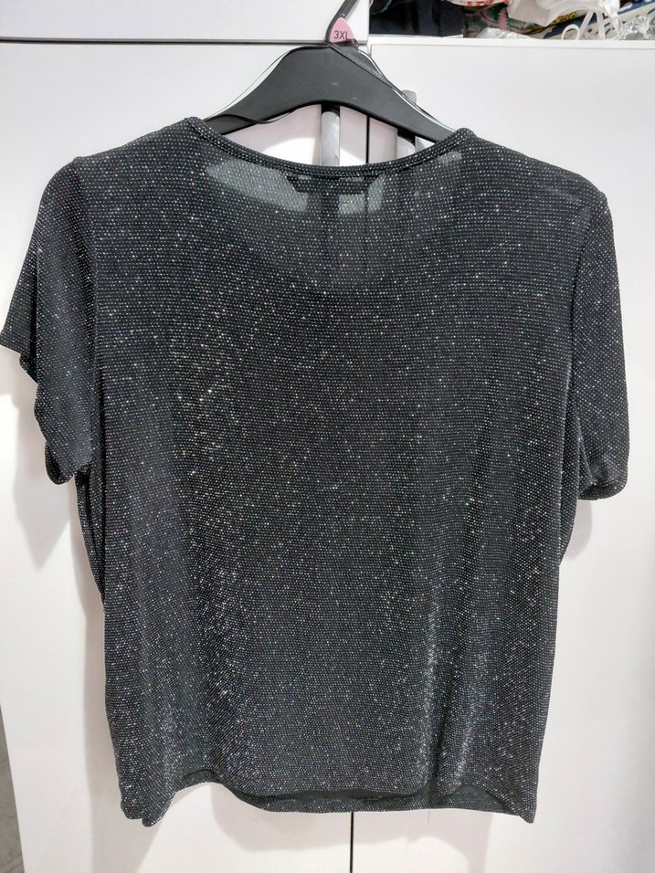 Kısa Kollu Siyah Fırfırlı Mini Bluz - Görsel 4