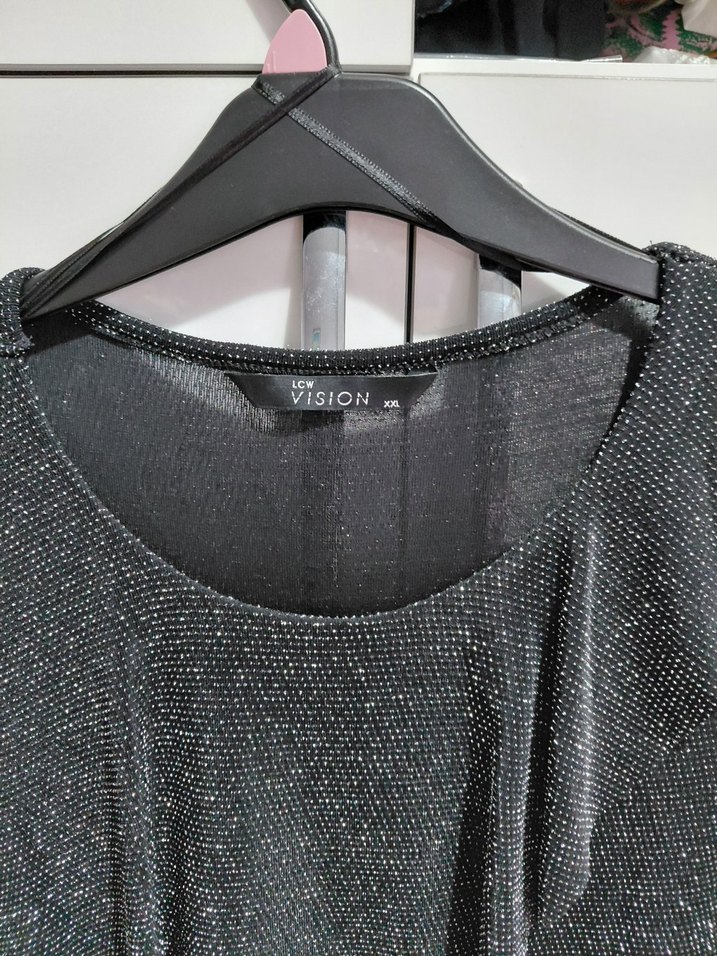 Kısa Kollu Siyah Fırfırlı Mini Bluz - Görsel 2