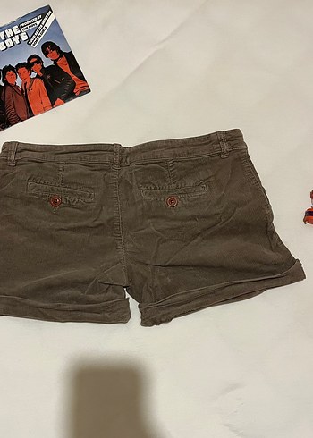 Diğer Düğmeli Kahverengi Süet Mini Şort