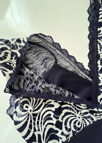 İşlemeli Lacivert Lipsy Midi Elbise - Görsel 4