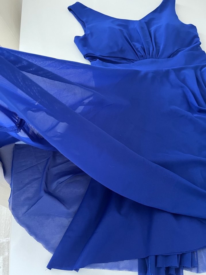 Saks Mavisi Midi Kadın Abiye Elbise - Görsel 3