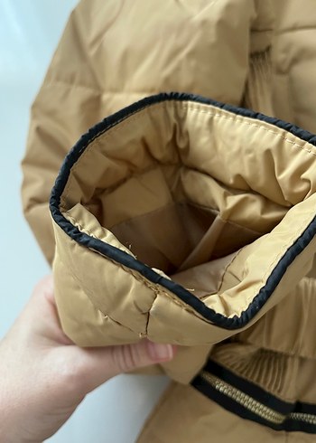 Fabrika Kemerli Bej Midi Kışlık Kadın Mont - Görsel 5