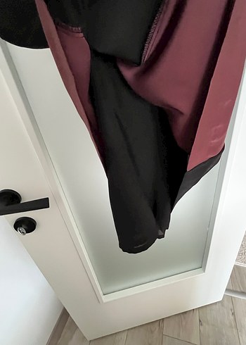 Park Bravo Saten Mürdüm Siyah Elbise - Görsel 6