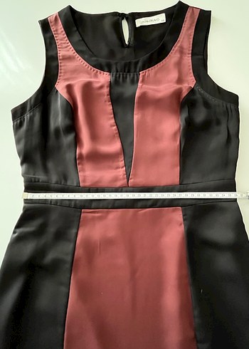 Park Bravo Saten Mürdüm Siyah Elbise - Görsel 8