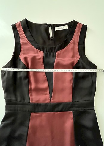 Park Bravo Saten Mürdüm Siyah Elbise - Görsel 9