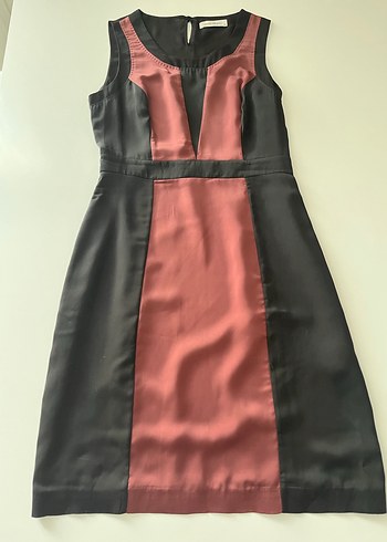 Park Bravo Saten Mürdüm Siyah Elbise - Görsel 2