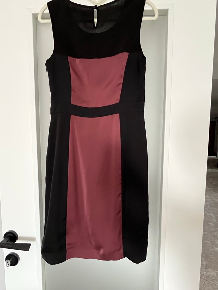 Park Bravo Saten Mürdüm Siyah Elbise - Görsel 5