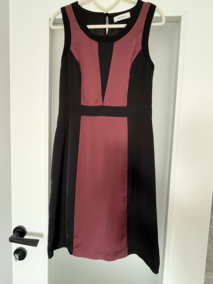 Park Bravo Saten Mürdüm Siyah Elbise - Görsel 4