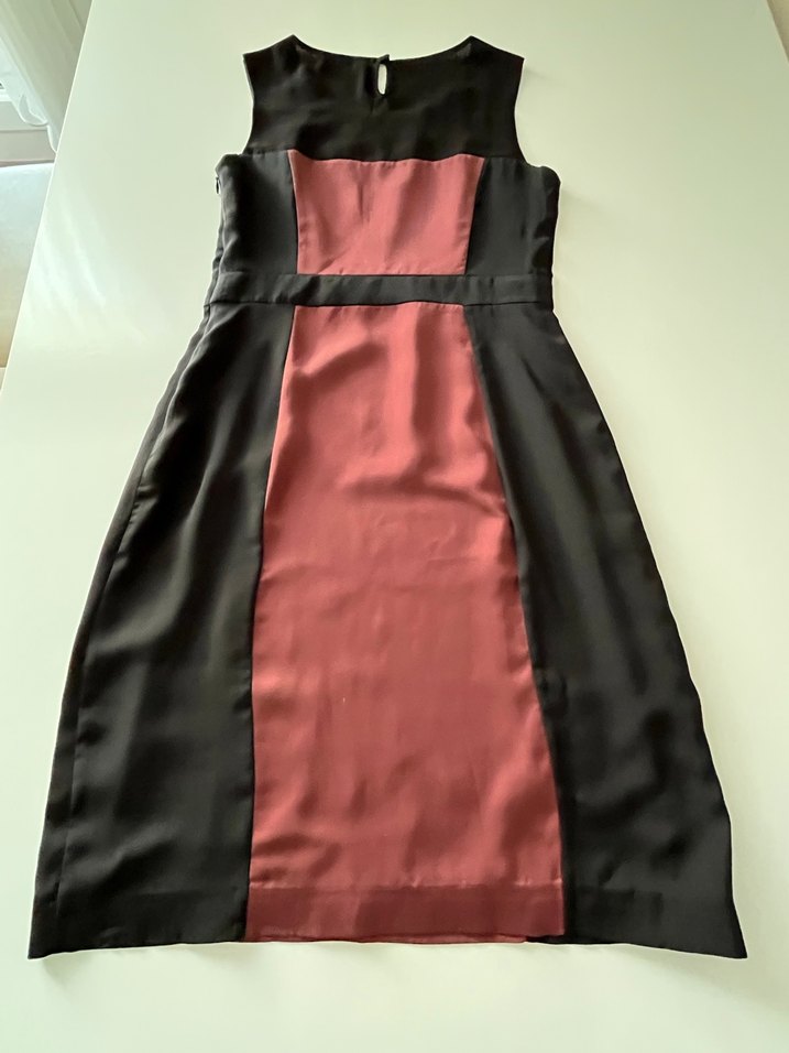 Park Bravo Saten Mürdüm Siyah Elbise - Görsel 3