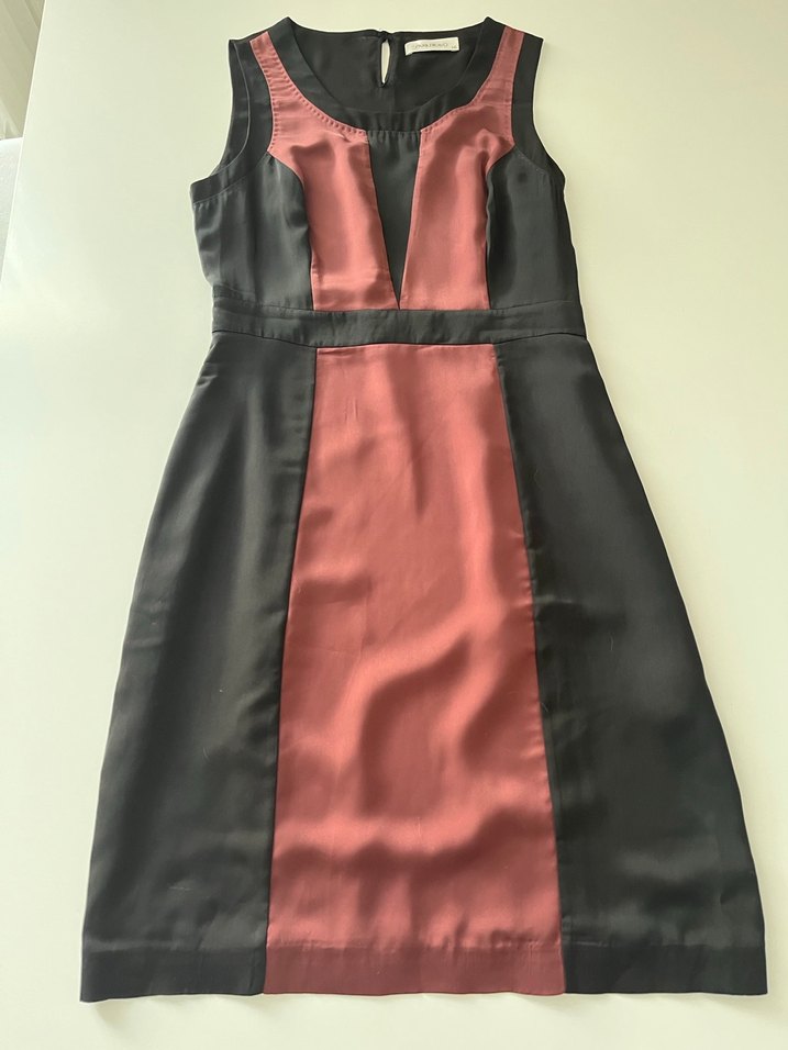 Park Bravo Saten Mürdüm Siyah Elbise - Görsel 2