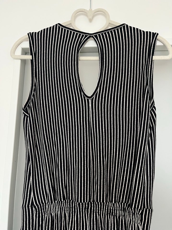 Çizgili Pilili V Yaka Tulum - Görsel 3