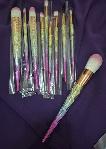 Pastel Renkli Çoklu Makyaj Fırça Seti - Görsel 6