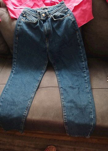 Düğmeli Pembe Salaş Kadın Kot Pantolon - Görsel 3