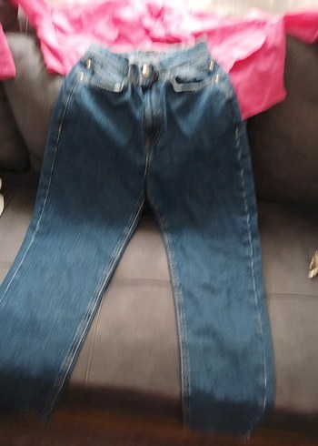 Düğmeli Pembe Salaş Kadın Kot Pantolon - Görsel 4