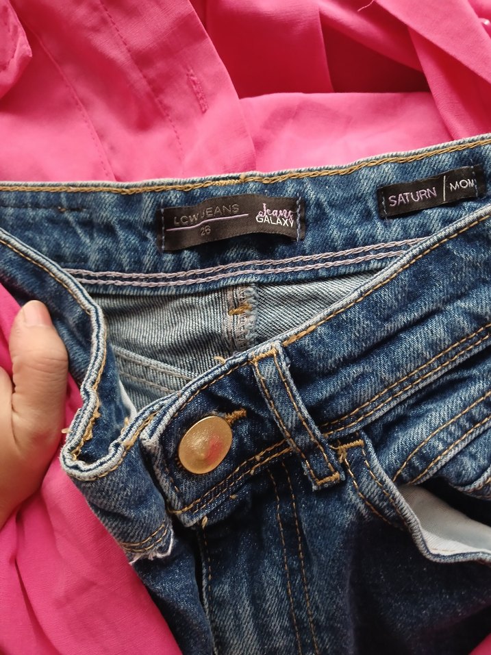 Düğmeli Pembe Salaş Kadın Kot Pantolon - Görsel 5