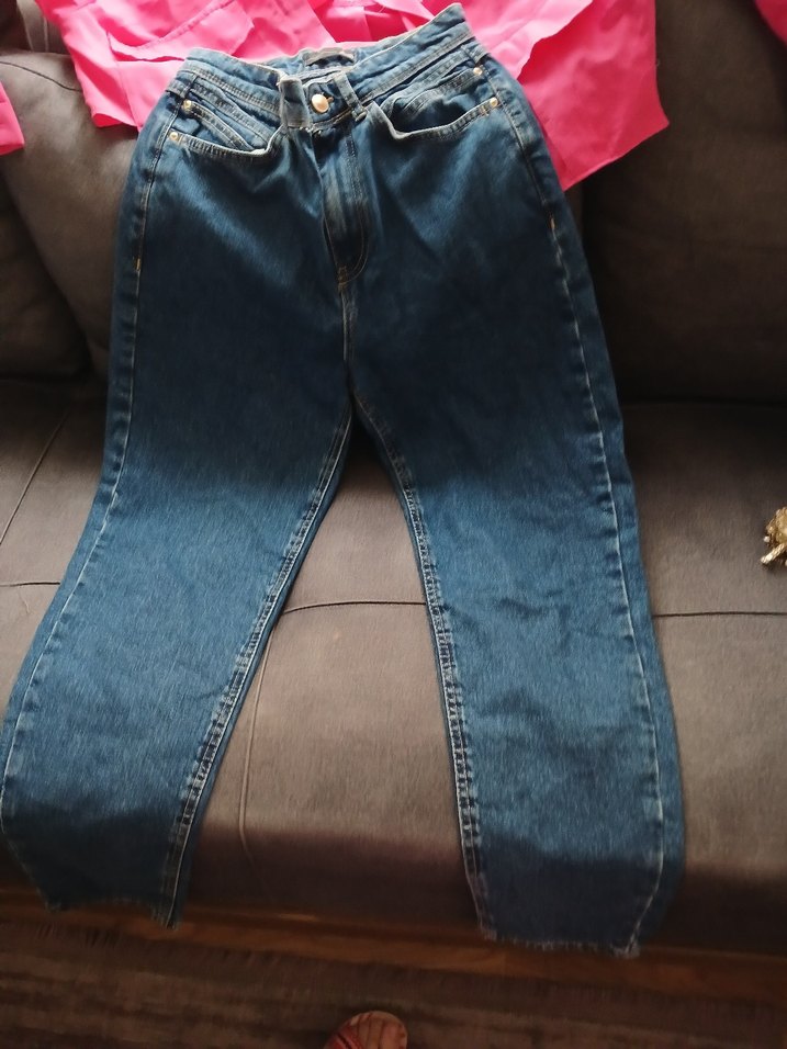 Düğmeli Pembe Salaş Kadın Kot Pantolon - Görsel 3