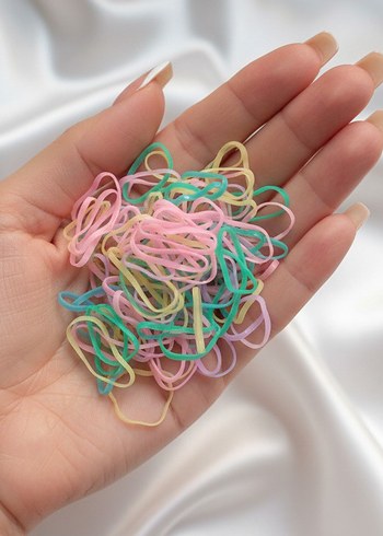 Pastel Tüylü Renkli 3lü Kadın Perma Lastik Toka Seti - Görsel 4