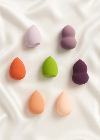 Pastel Keseli 13'lü Mor Pembe Makyaj Fırça Seti Sünger Hediyeli - Görsel 3