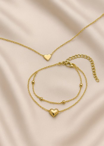 Kadın Kolye Küpe Halhal Bileklik İkili Set Gold Gümüş Tasarım - Görsel 5