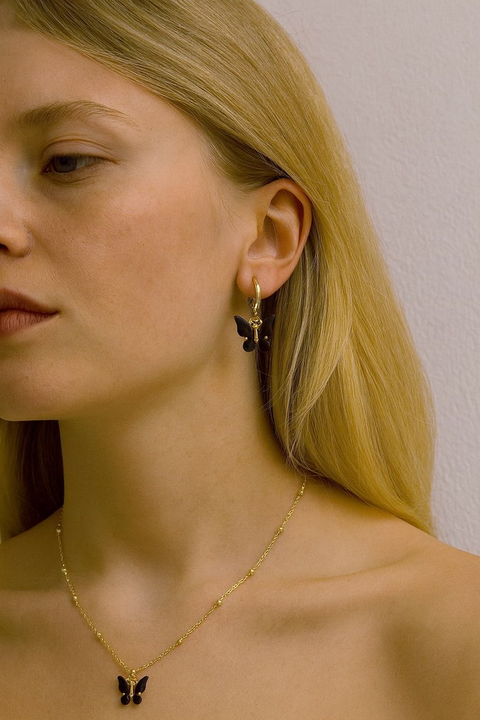 Kadın Kolye Küpe Halhal Bileklik İkili Set Gold Gümüş Tasarım - Görsel 4