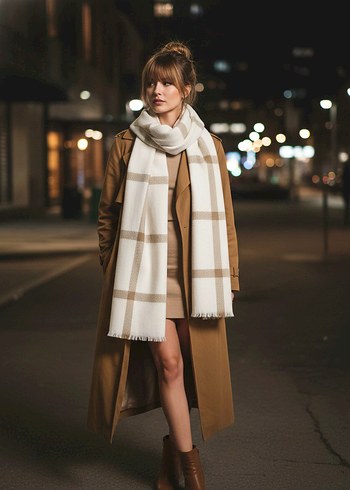 Kadın desenli çift taraflı yumuşak dokulu şal atkı kışlık - Görsel 3