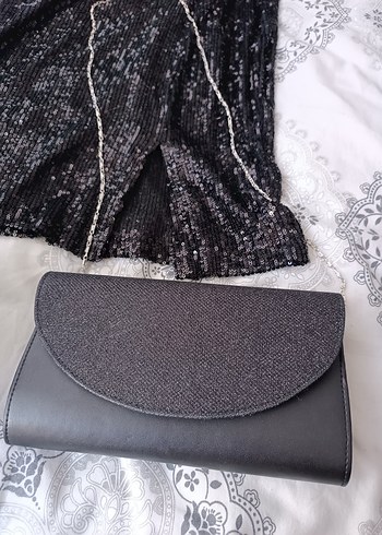 Siyah Pullu Parlak Midi Boy Abiye Elbise - Görsel 8