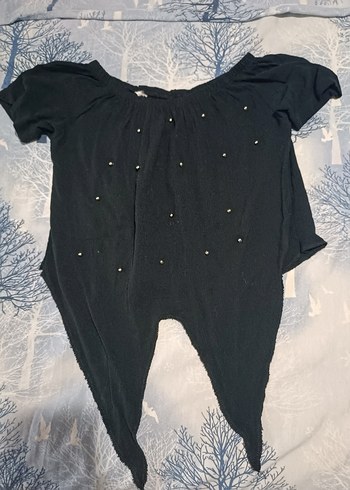 Siyah taşlı crop