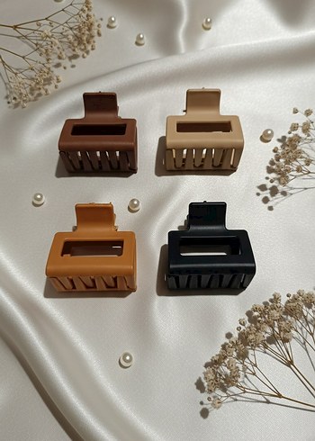 Kadın 4'lü Kıskaç Toka Ve 20'li Lastik Toka Kahve Ton 2'li Set - Görsel 3