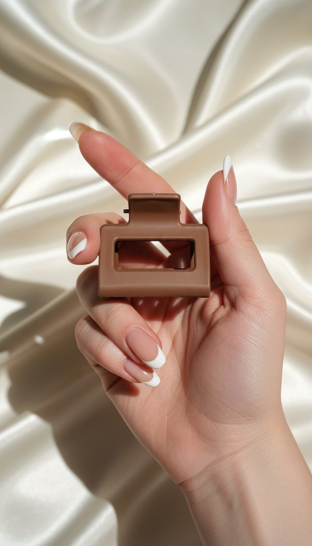 Kadın 4'lü Kıskaç Toka Ve 20'li Lastik Toka Kahve Ton 2'li Set - Görsel 4