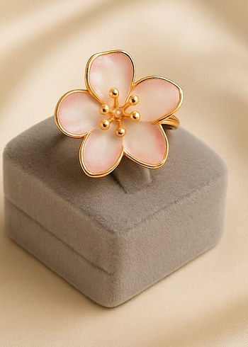 Kadın El İşçiliği Rose Gold Çiçek Desenli Yüzük - Görsel 2