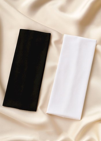 Kadın Siyah Beyaz 2'li Saç Bandana Seti - Görsel 3