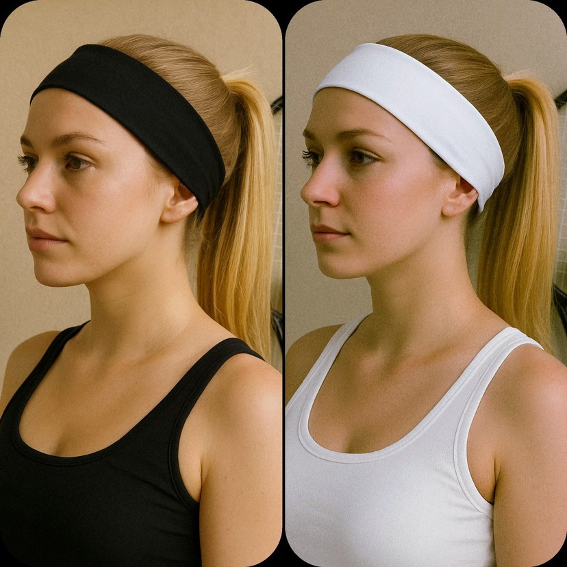 Kadın Siyah Beyaz 2'li Saç Bandana Seti - Görsel 2