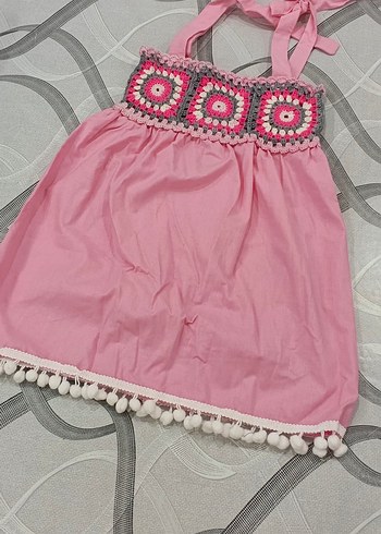 Pembe Nakışlı Bohem Kız Elbisesi - Görsel 2