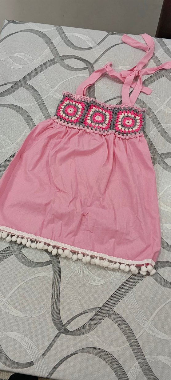 Pembe Nakışlı Bohem Kız Elbisesi - Görsel 2