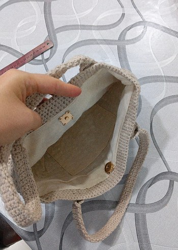 Bej Örgü Kadın Çanta - Görsel 4