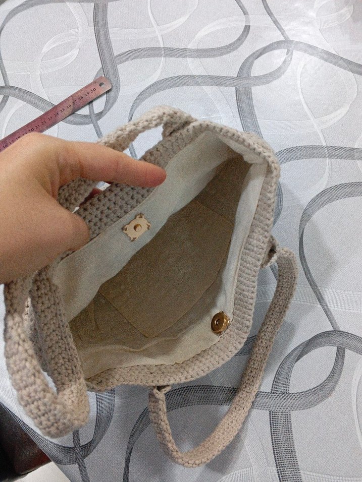 Bej Örgü Kadın Çanta - Görsel 4