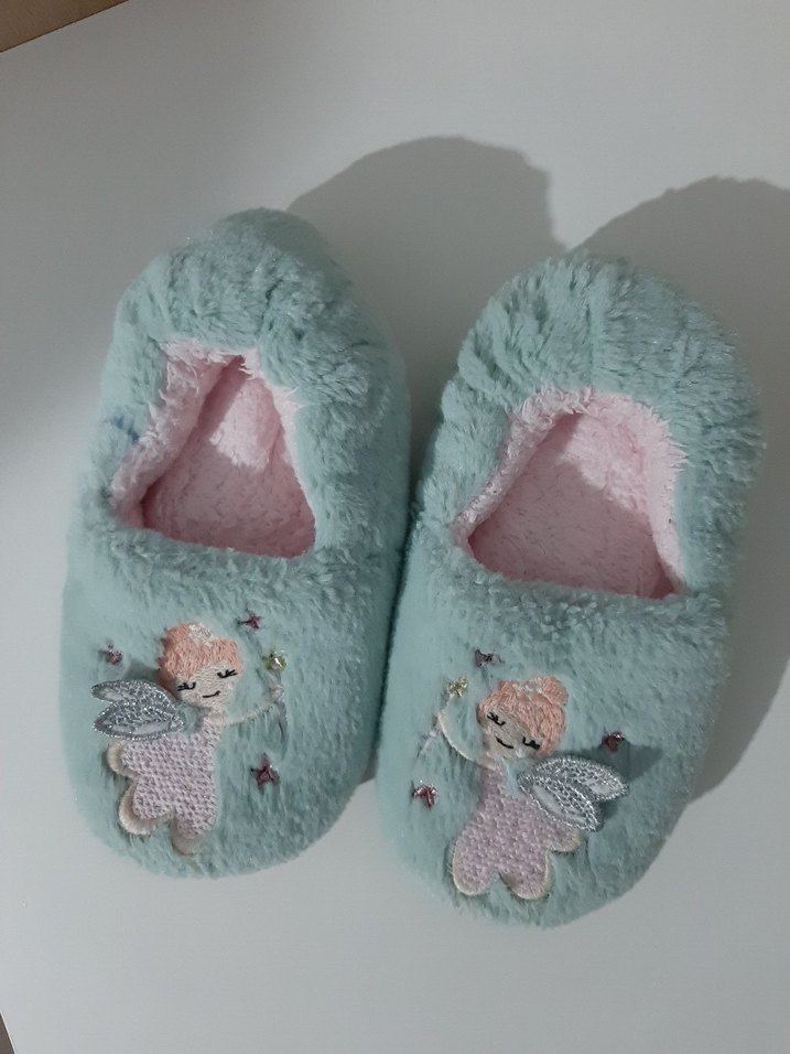 Nakışlı Mavi Kız Çocuk Panduf - Görsel 2