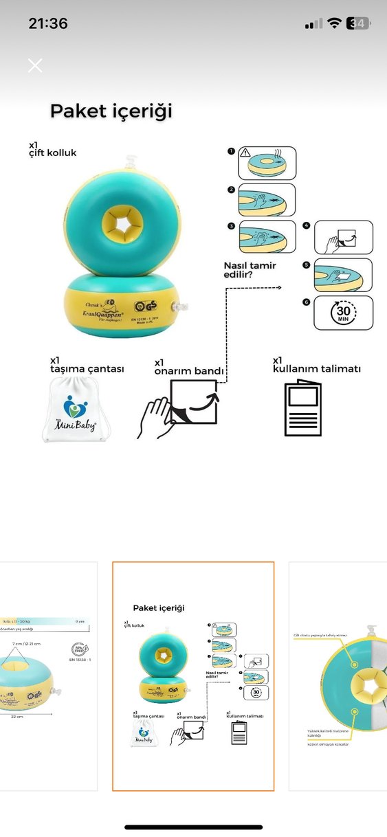 Myminibaby marka başlangıç seviye Çocuk Yüzme Simidi - Görsel 2