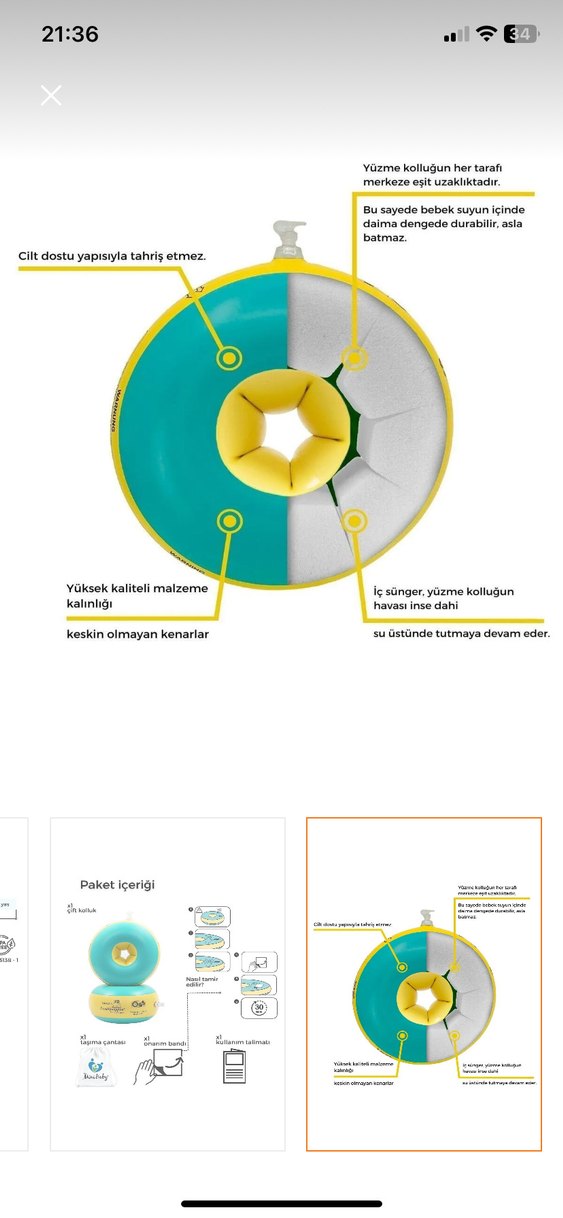 Myminibaby marka başlangıç seviye Çocuk Yüzme Simidi - Görsel 3