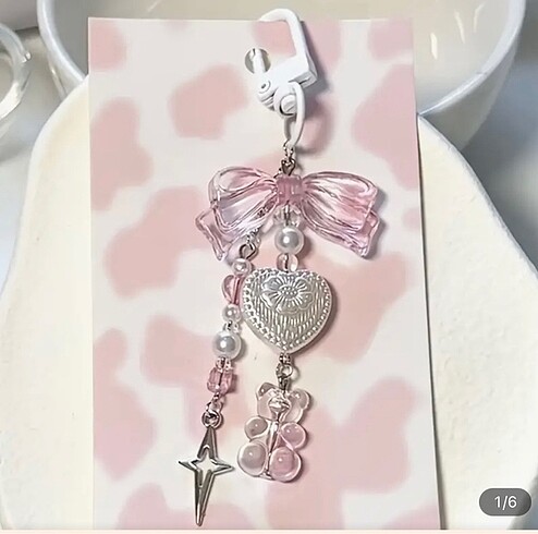 Şık pembe ayıcıklı anahtarlık - çanta aksesuarı