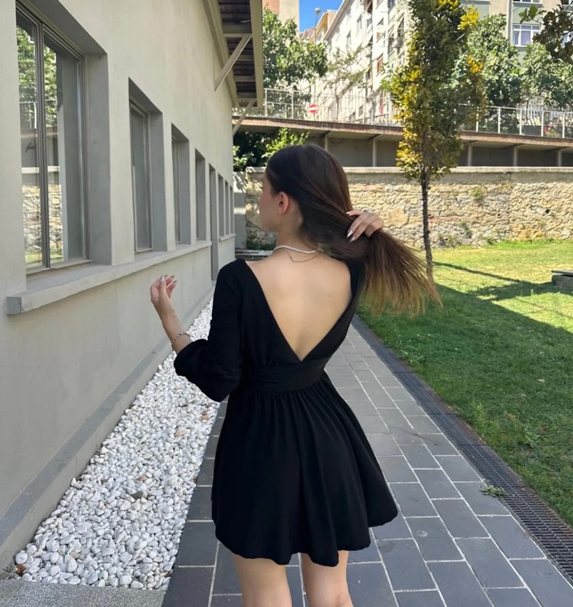 İspanyol Kol Detaylı Şortlu Sandy Elbise - Görsel 2