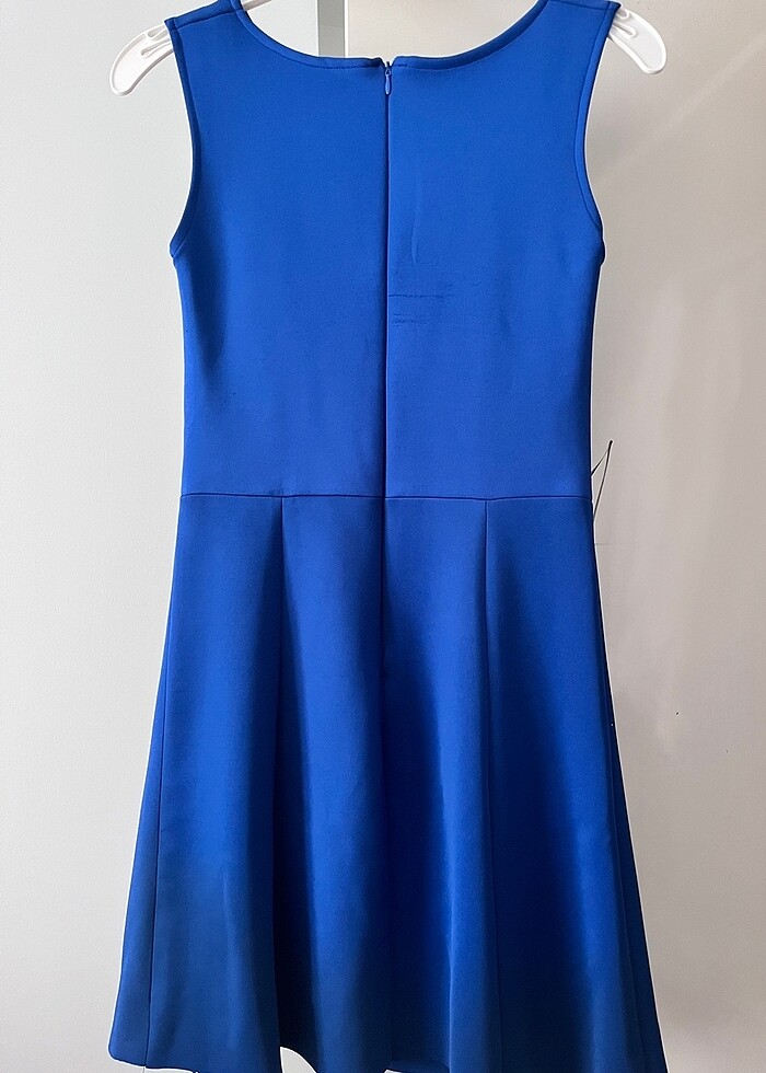 Kolsuz Saks Mavisi Elbise - Görsel 3