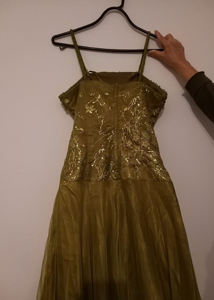 Yeşil uzun abiye  - Görsel 3