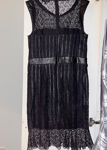 Koton Siyah Nakışlı Uzun Dantelli Elbise - Görsel 2