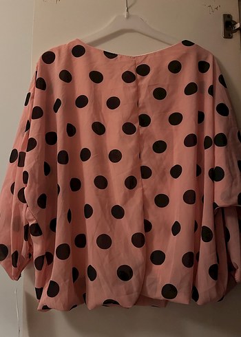 Puantiyeli Pembe Salaş Uzun Kollu Bluz - Görsel 3