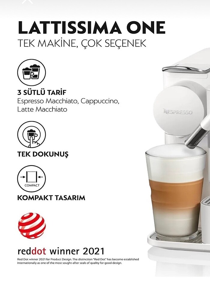 Nespresso F121 Latissima One Süt Çözümlü Kahve Makinesi - Görsel 2