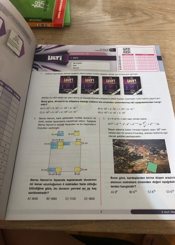 Ulti yayınları 8. Sınıf matematik 20 li deneme - Görsel 3