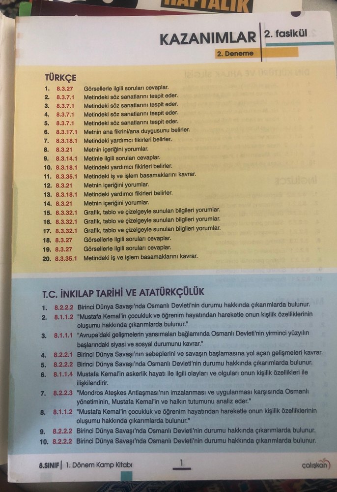 LGS 8. Sınıf 1. Dönem Konuları Tekrar Kampı Kitabı - Görsel 2