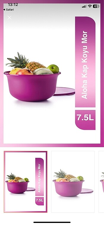 Beden mor Renk Tupperware Aloha 7,5lt hamur kabı