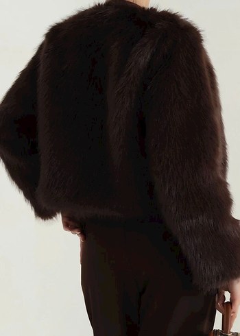 Kahverengi Kürk Detaylı Kadın Deri Ceket - Görsel 2